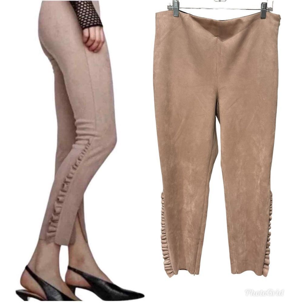Zara Pink Ruffled Hem Pants Trousers